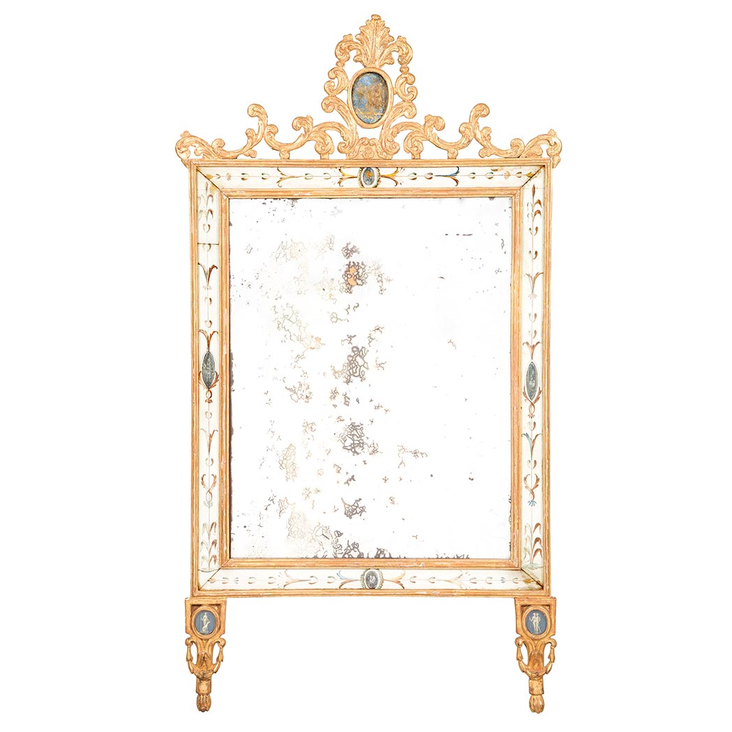 Appraisal: Italian Neoclassical Painted and Parcel Gilt Pier Mirror Early th