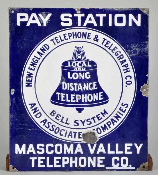 Appraisal: Porcelain Bell System Pay Station -Sided Sign Condition Very Good