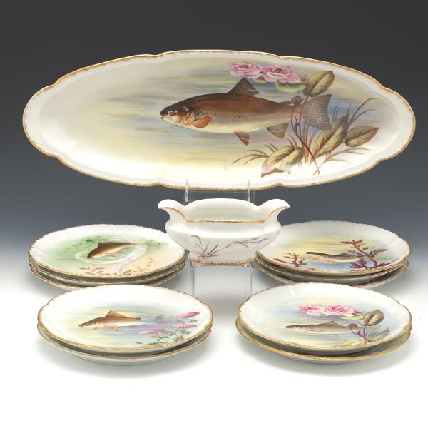 Appraisal: LIMOGES DINNER SERVICE FISH PATTERN Consisting of plates diameter serving