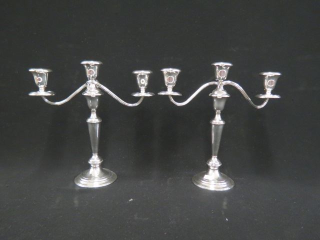 Appraisal: Pair of Gorham Sterling Silver Candleabra triple sconce convert to