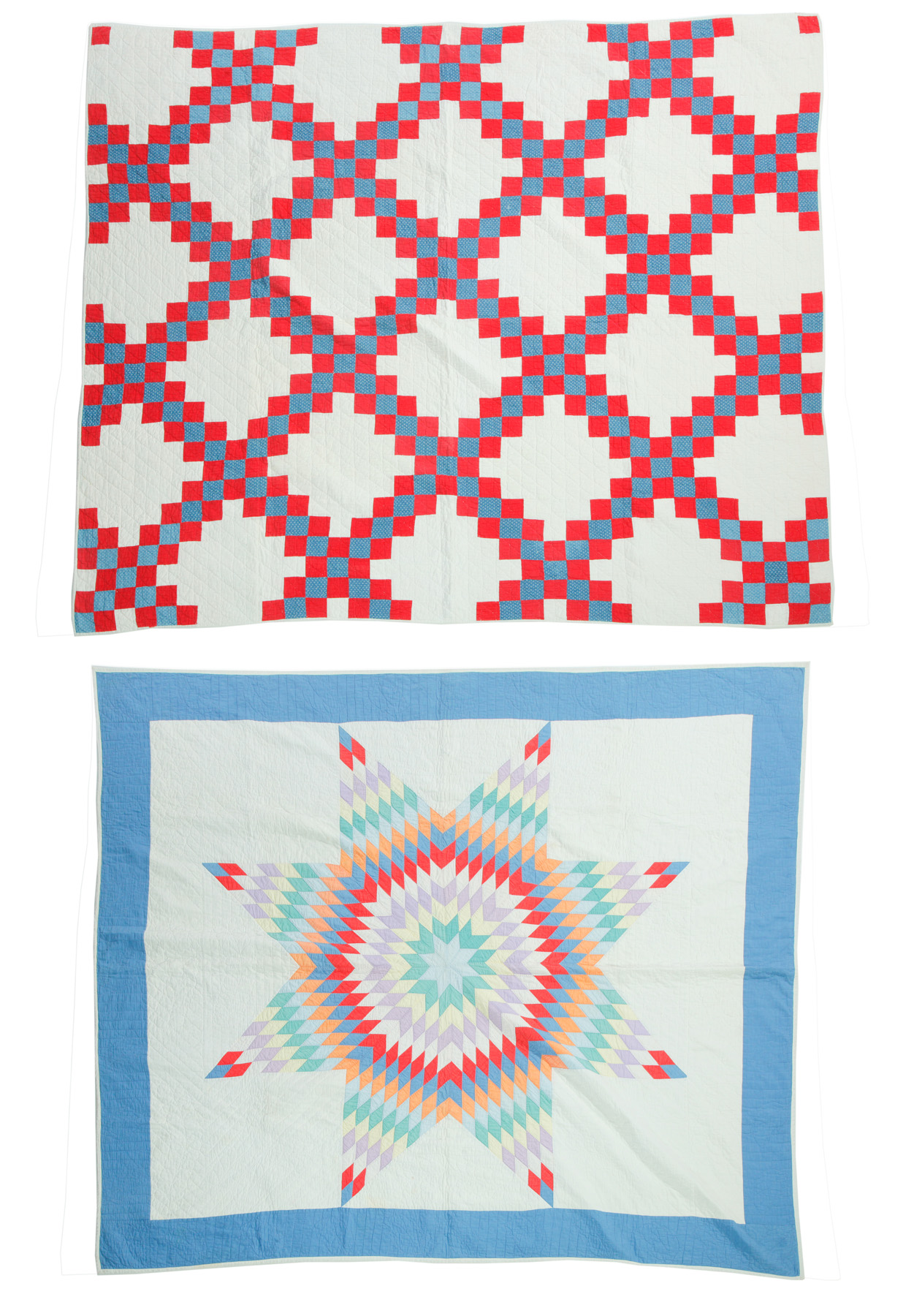 Appraisal: TWO QUILTS American nd quarter th century Hand stitched with