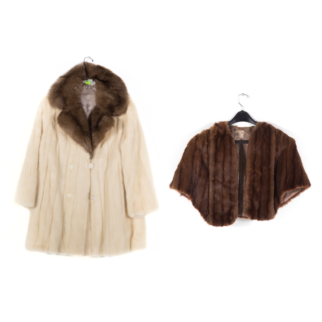 Appraisal: A Lady's Mink Stole and Two Tone Mink Jacket Dark