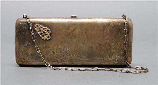 Appraisal: Continental Silvered Hand Bag of rectangular form with incised and