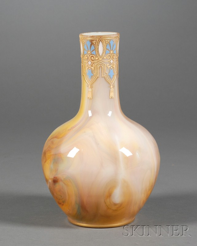 Appraisal: Cased Glass Bottle-shape Vase England late th century probably Stevens