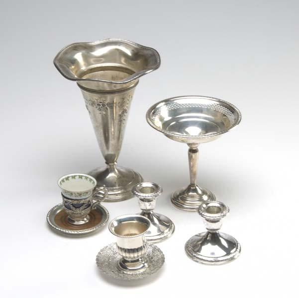 Appraisal: WEIGHTED SILVER Together with twelve Cross demi-tasse frames seven with