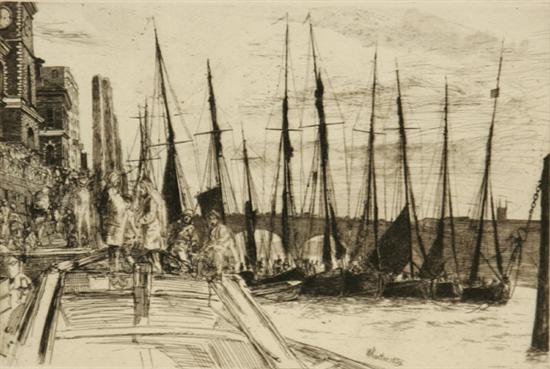 Appraisal: James Abbott McNeill Whistler American - Billingsgate Kennedy Etching signed