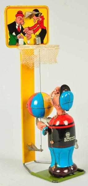 Appraisal: Tin Linemar Popeye Basketball Player Wind-Up Toy Description Japanese Working