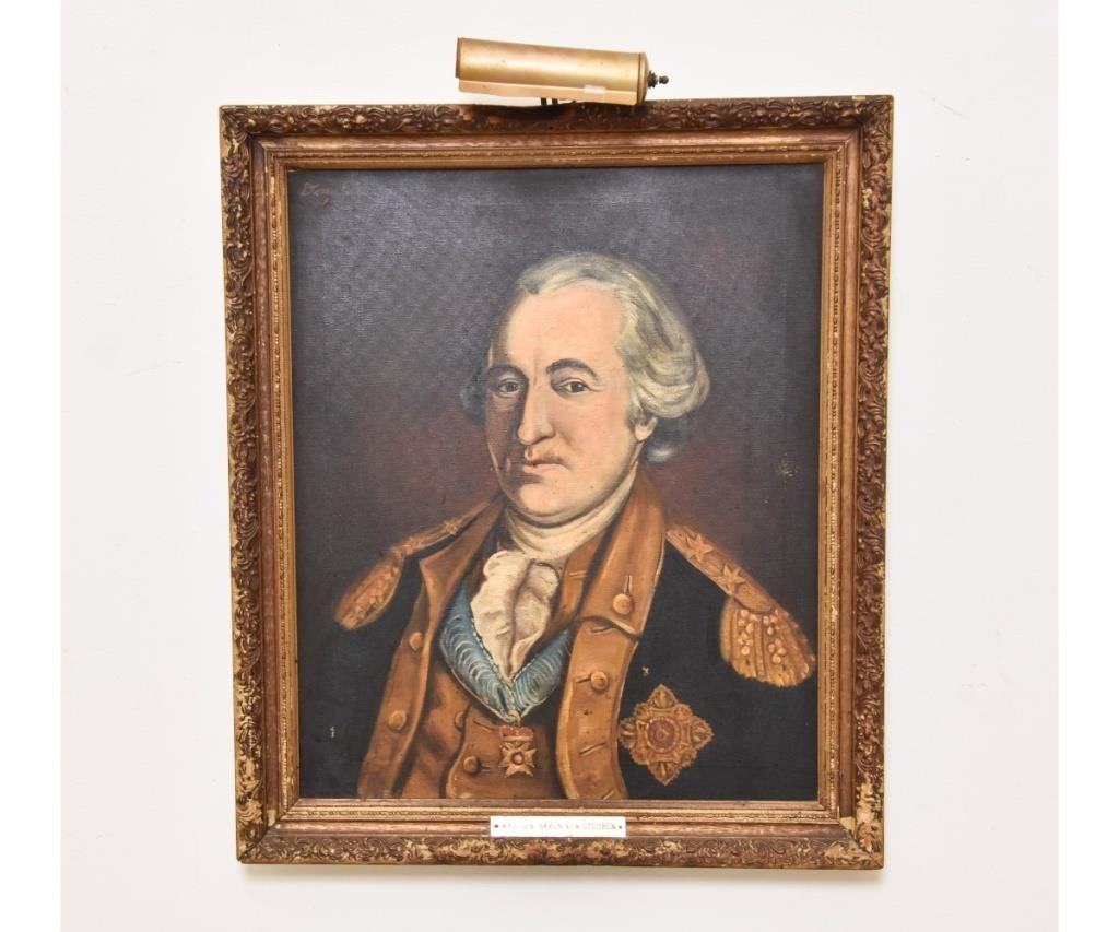 Appraisal: Oil on canvas portrait of Major General Baron Von Steuben