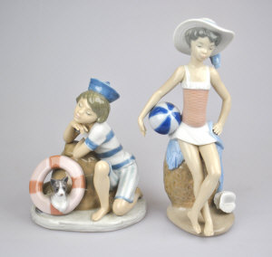 Appraisal: Two Lladro figures of bathers nos and