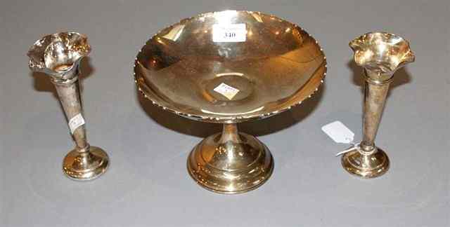 Appraisal: A SILVER TAZZA standing on a turned support plain bowl