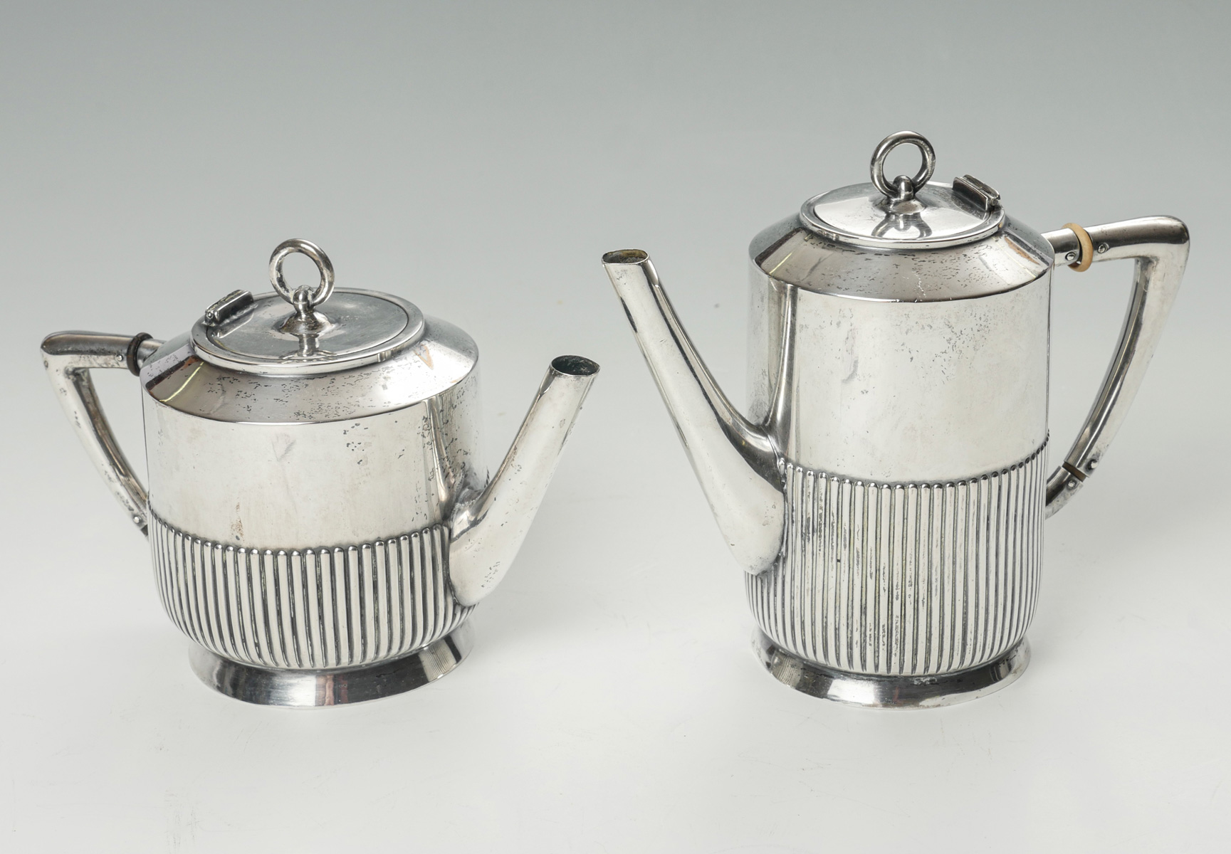 Appraisal: PC GERMAN SILVER TEAPOTS Approx Troy ounces Silver - German