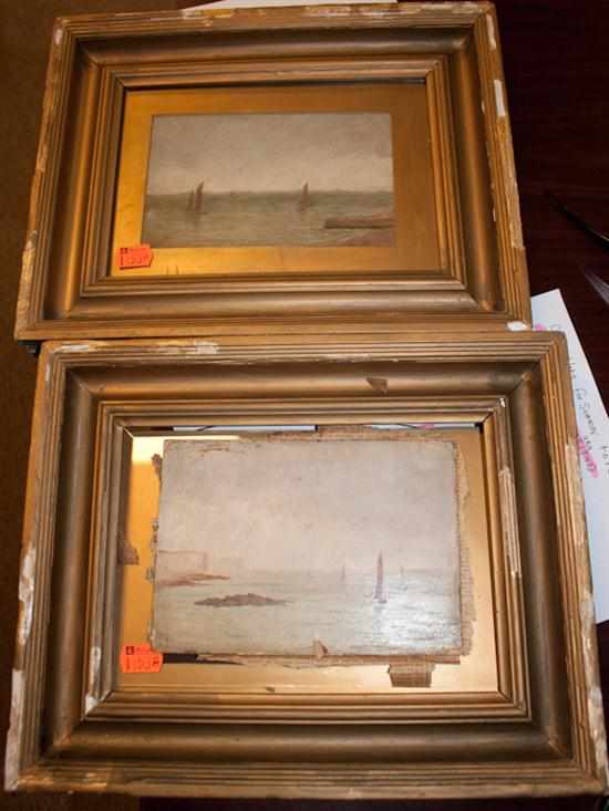 Appraisal: American School early th century Two Seascapes pastel and watercolor