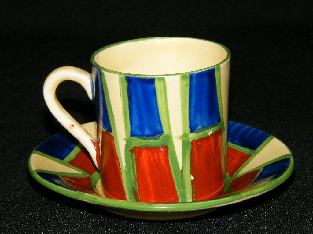 Appraisal: Clarice Cliff 'Original Bizarre' coffee can and saucer painted with