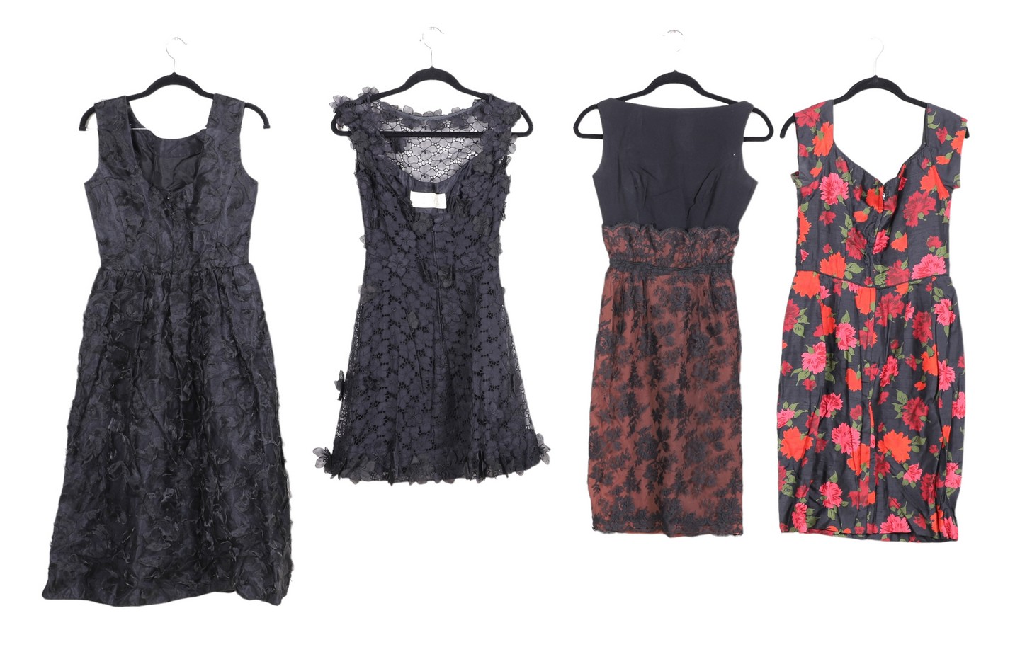 Appraisal: Dresses to include Estevez black floral mini dress with applied