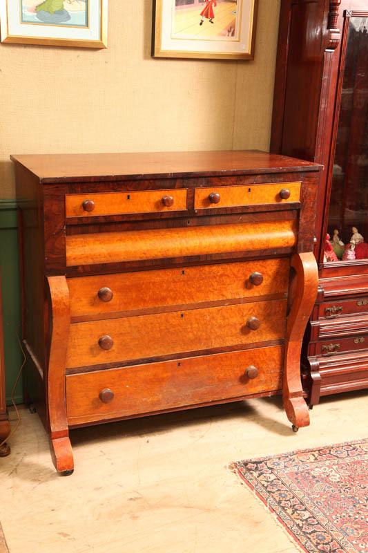 Appraisal: EMPIRE CHEST OF DRAWERS Cherry birdseye maple and flame grain