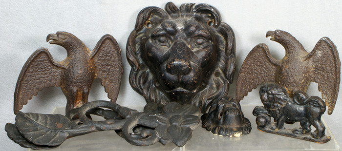 Appraisal: Assorted lot of pieces of iron c o lion masks