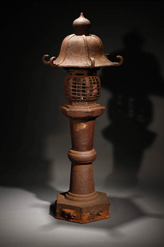 Appraisal: Japanese Meiji iron archaic form standing lantern Japanese Meiji iron