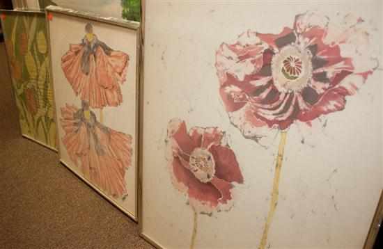 Appraisal: Tamara Tjanti Conroy American th century Three framed floral batiks