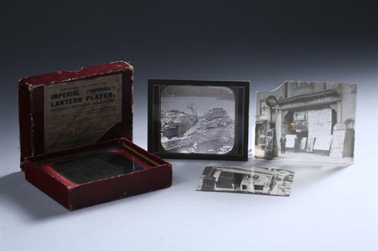 Appraisal: IMPERIAL LANTERN PLATES BOXED Including image of Harper's Ferry entitled