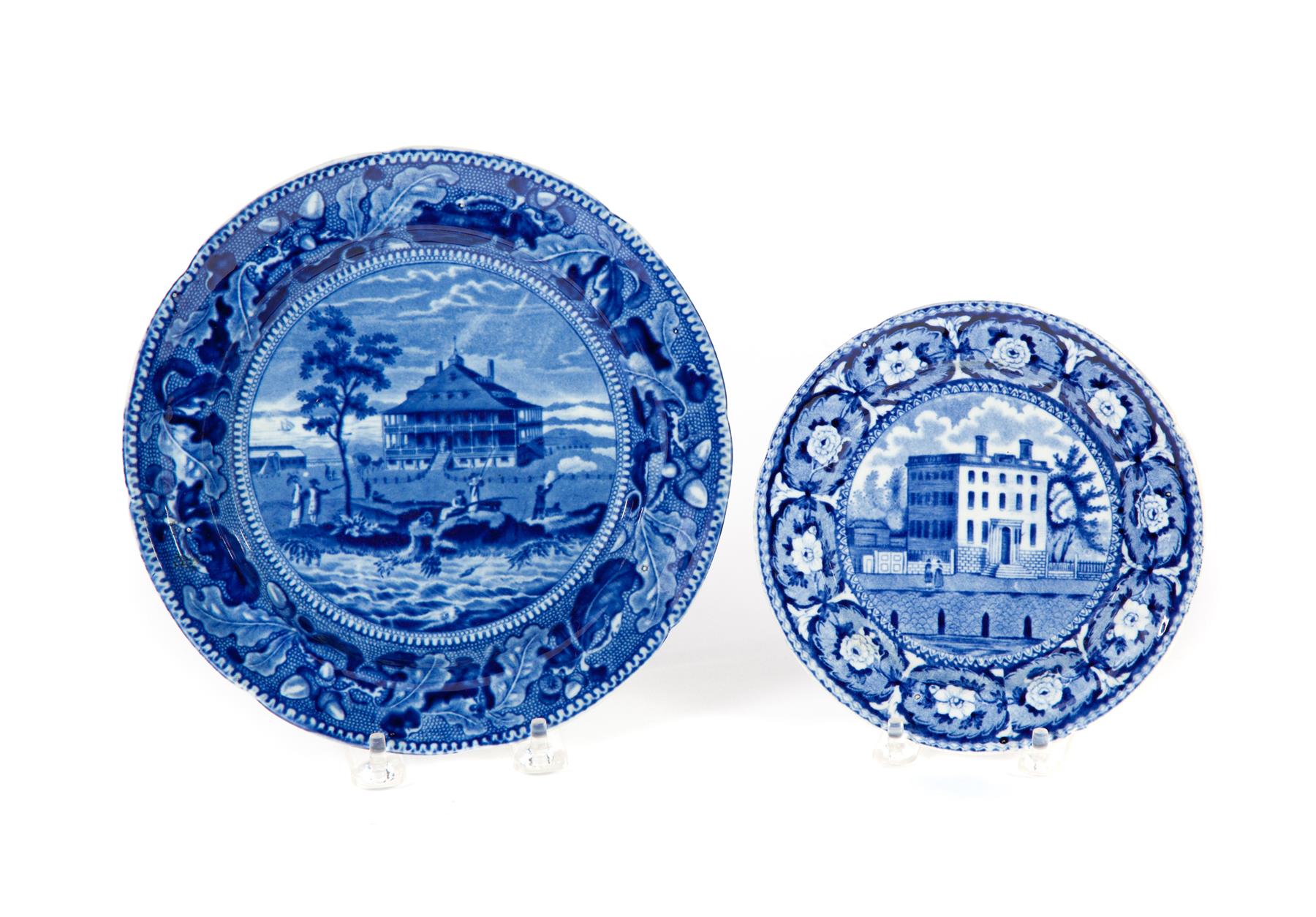 Appraisal: TWO HISTORICAL BLUE STAFFORDSHIRE PLATES England nd quarter- th century