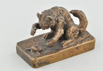 Appraisal: Christophe Fratin French - Chat attrapant une souris Miniature bronze