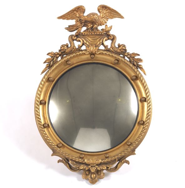 Appraisal: FEDERAL STYLE GIRANDOLE MIRROR x Federal-style mirror is surmounted by