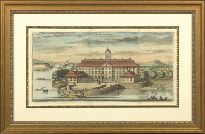 Appraisal: Swedish School th Century hand-colored engraving depicting a panoramic view