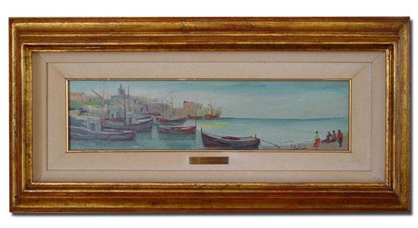 Appraisal: NATULLO Sandro Italian th C Harbor Scene Oil Board ''