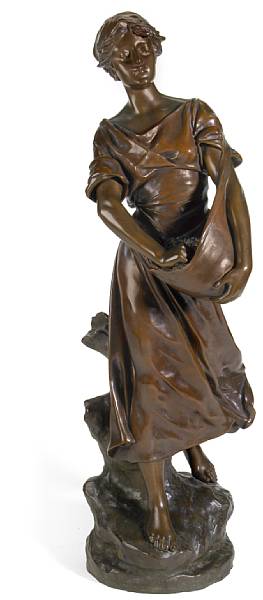 Appraisal: A French patinated bronze figure of a sower after a