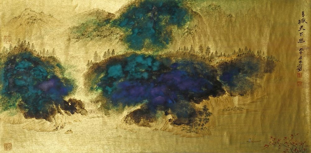 Appraisal: Chinese Scroll Painting of Landscape Ink and color signed 'Zhang