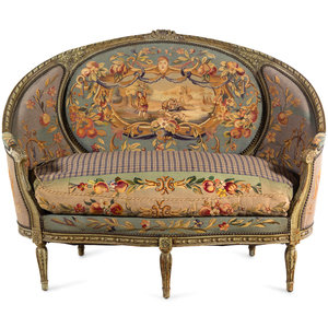 Appraisal: A Louis XVI Style Painted Settee Circa Height x width