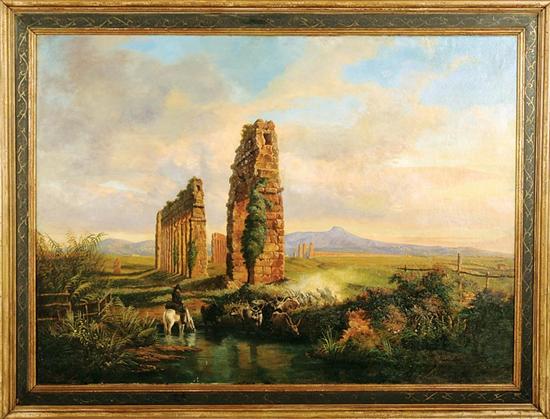 Appraisal: Domenico Amici Italian b RUINS WITHIN ITALIAN LANDSCAPE oil on