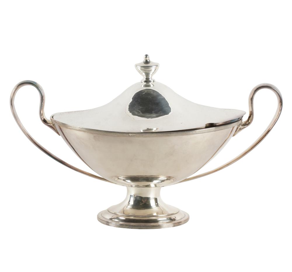 Appraisal: SILVER-PLATE COVERED BOWLunmarked inches wide inches deep inches high Condition