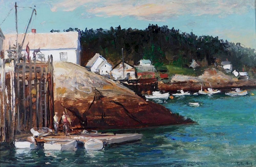 Appraisal: Peter G Cook Impressionist Coastal Harbor Painting Peter Geoffrey Cook