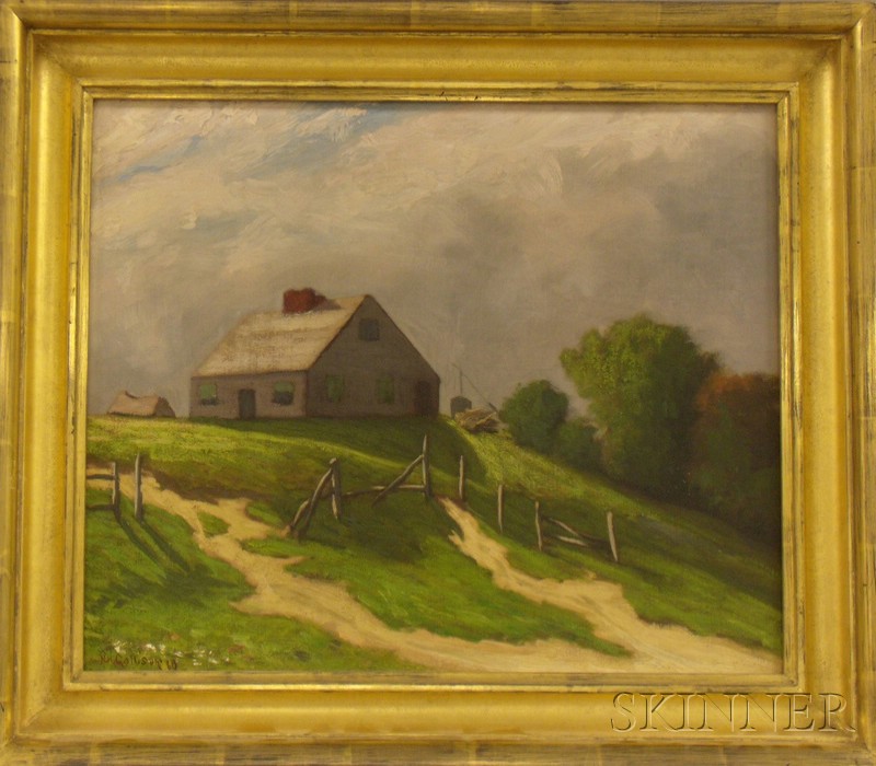 Appraisal: Framed Oil on Canvas Landscape with a House on a