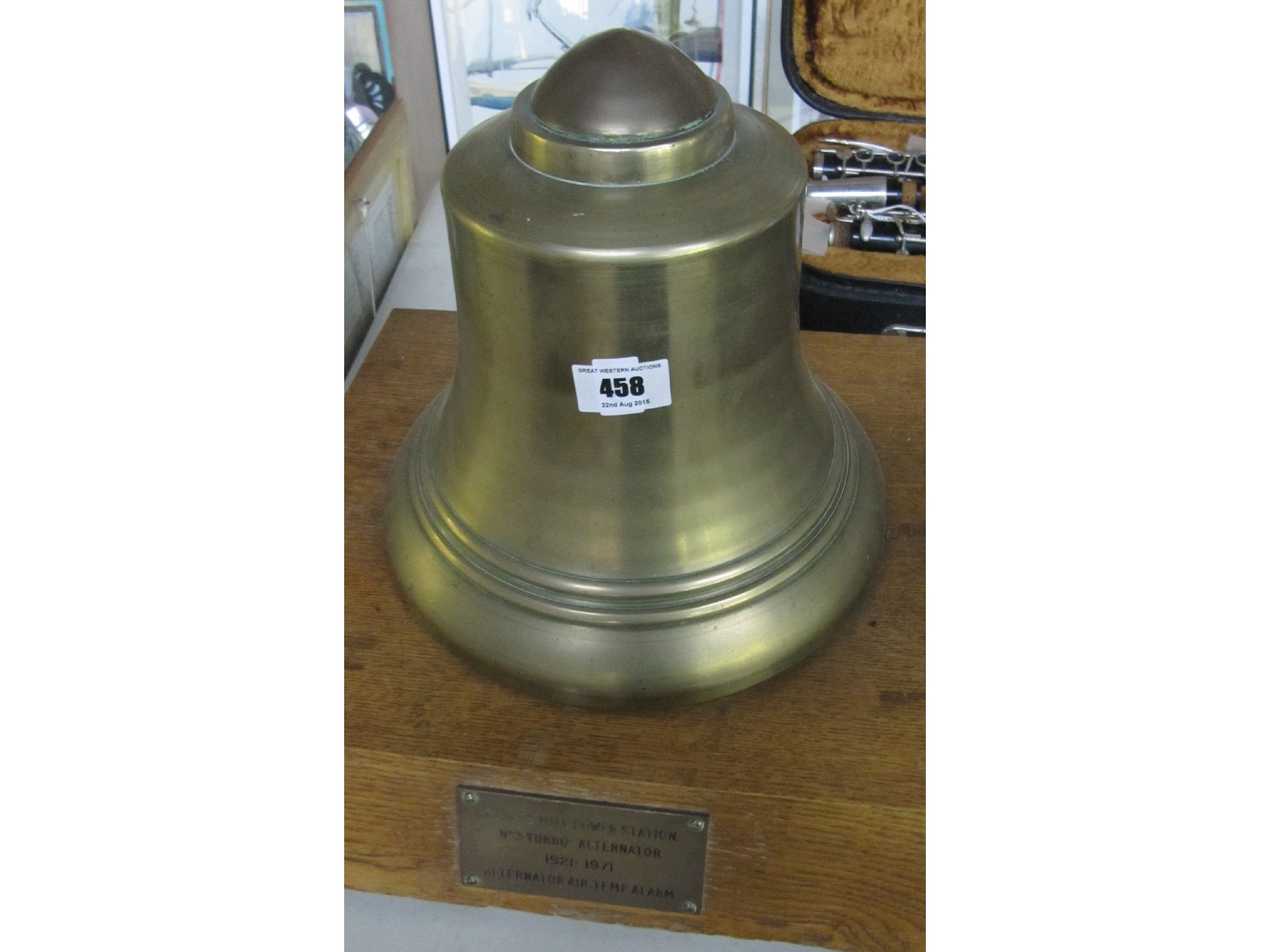 Appraisal: A brass bell on oak stand - Clydesmill Power Station