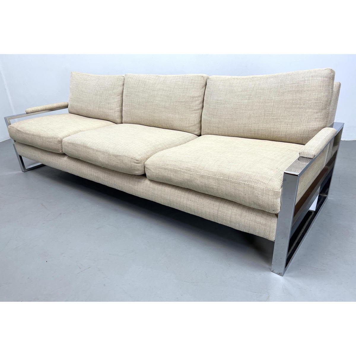 Appraisal: Craft Associates Chrome Wood Modernist Sofa 's Modern Chrome Loveseat