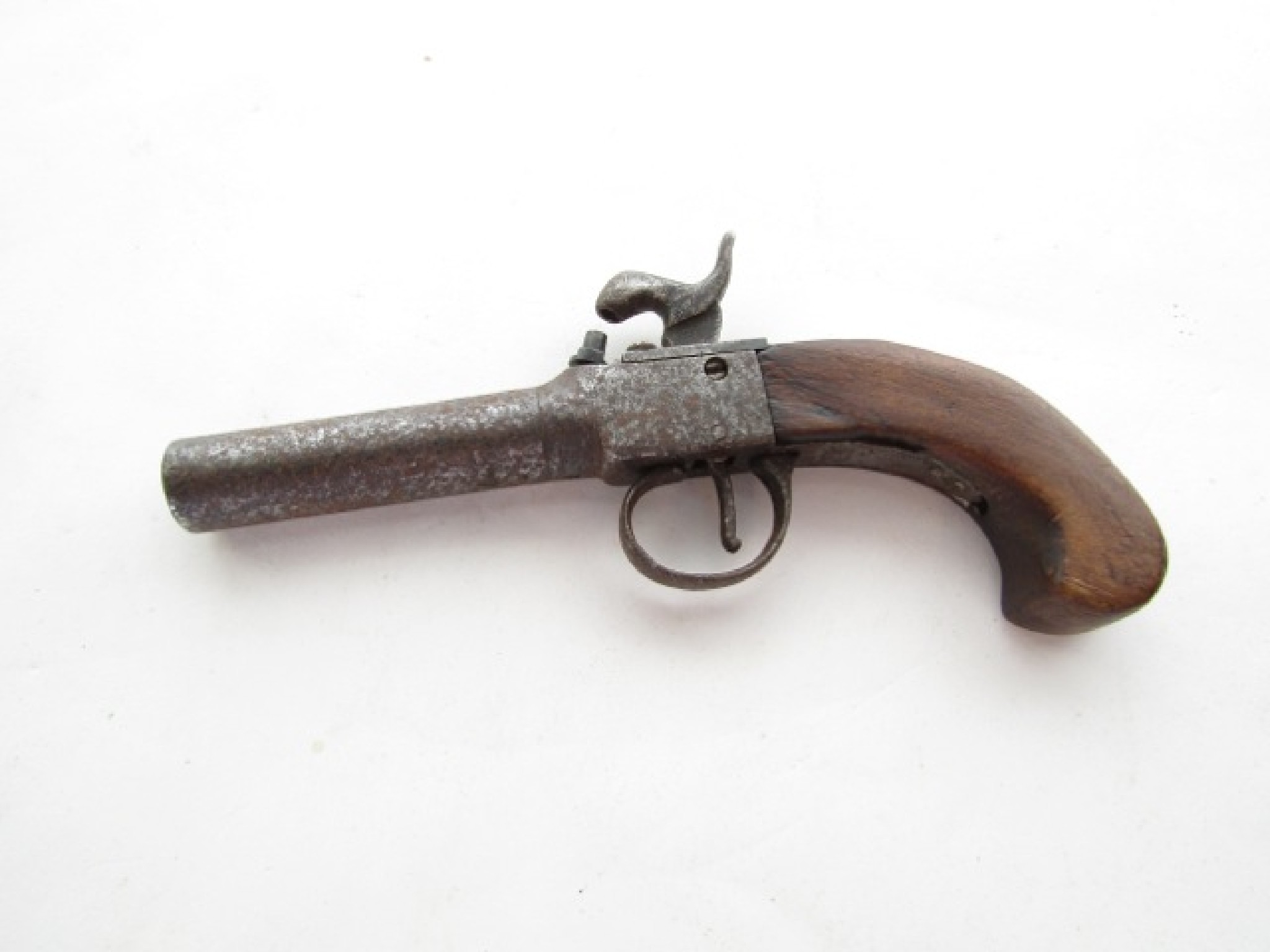 Appraisal: A simple th century pocket or parlour pistol with walnut