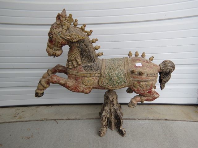 Appraisal: Carved Chinese Wooden Temple Horse on stand