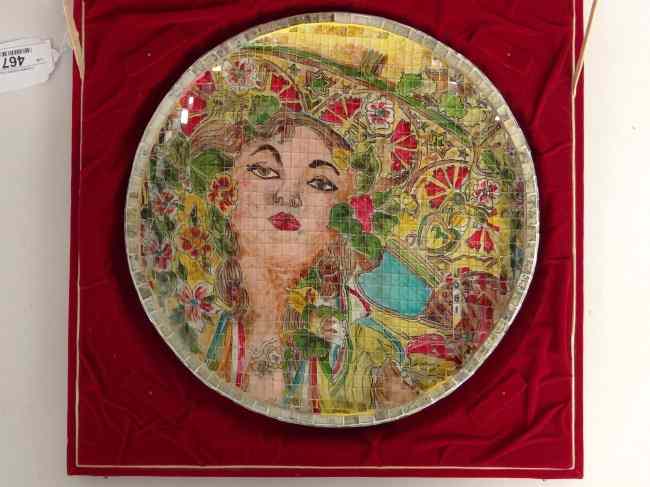 Appraisal: Handmade mosaic plate in original case Plate '' Diameter