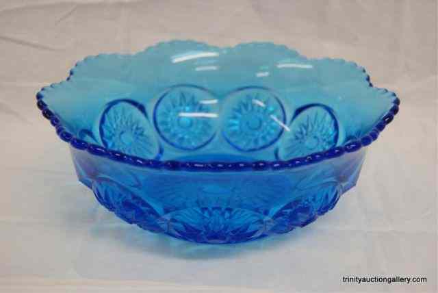 Appraisal: Vintage Blue Pressed Glass '' BowlIn the Hobster pattern with