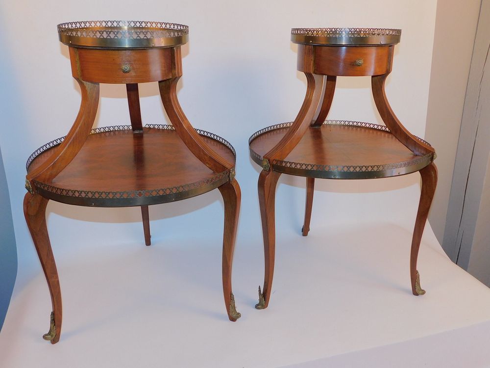 Appraisal: PAIR FRENCH TIER TABLES Pair old French Louis XV style