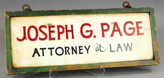 Appraisal: ATTORNEY AT LAW SIGN Double sided wood sign with frame