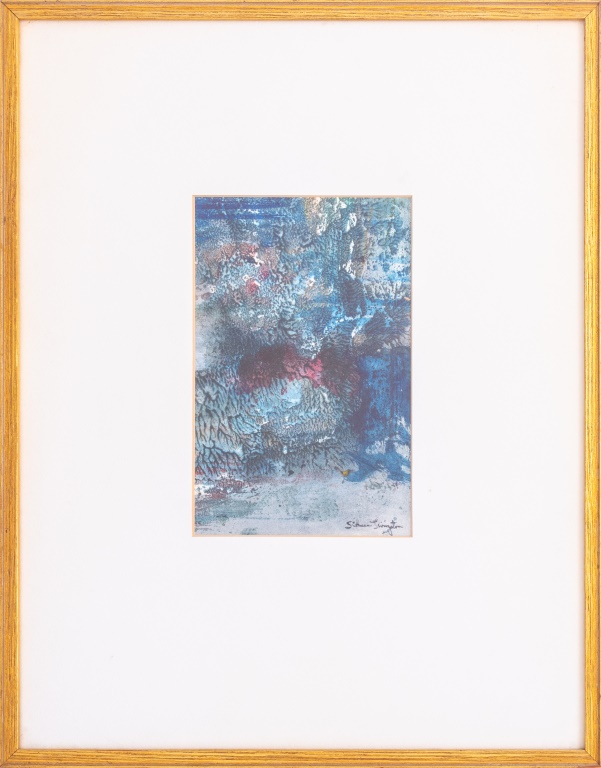 Appraisal: SIDNEE LIVINGSTON 'BLUE ABSTRACTION' MIXED MEDIA Sidnee Livingston American -