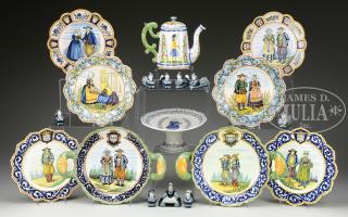 Appraisal: NINETEEN PIECES OF RARE QUIMPER POTTERY Lot including - high