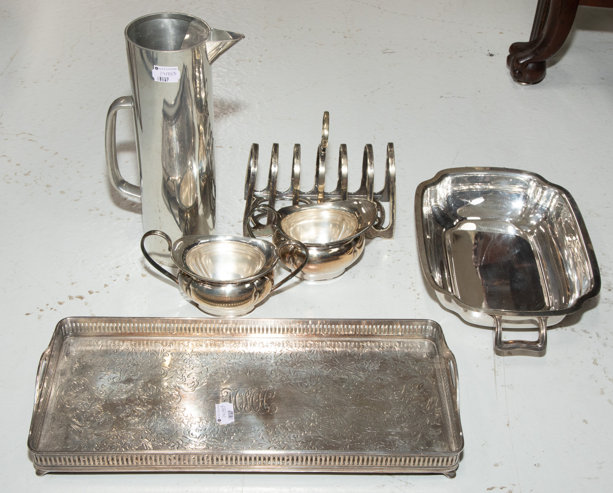 Appraisal: GROUP OF SILVER PLATED HOLLOWWARE Including a pair of covered