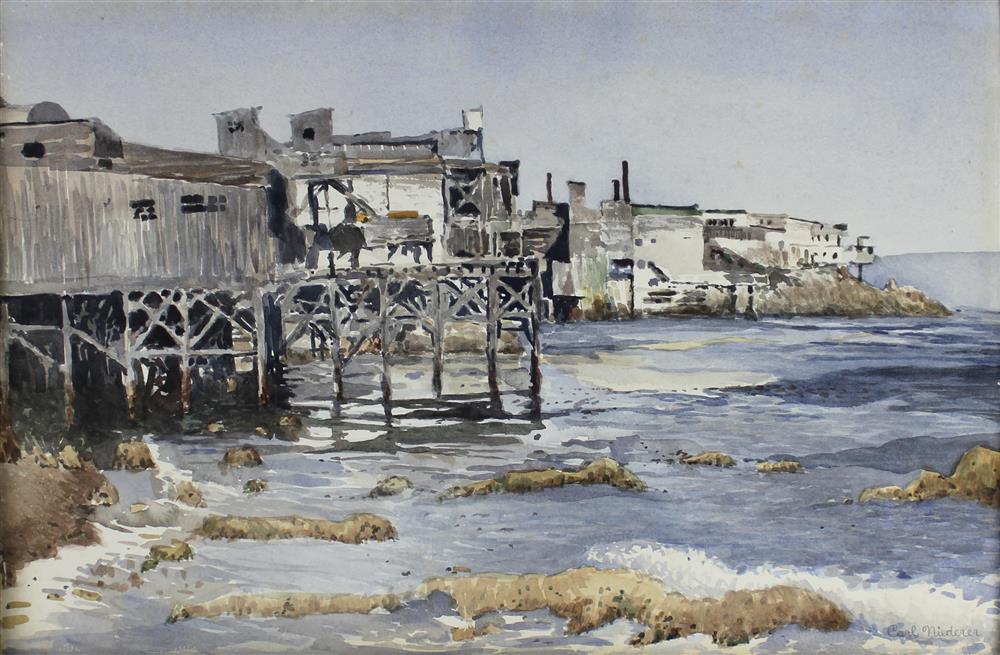 Appraisal: CARL NIEDERER AMERICAN - CANNERY ROW Watercolor on paper x