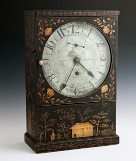 Appraisal: Unusual English Regency Japanned Shelf Clock firs Unusual English Regency