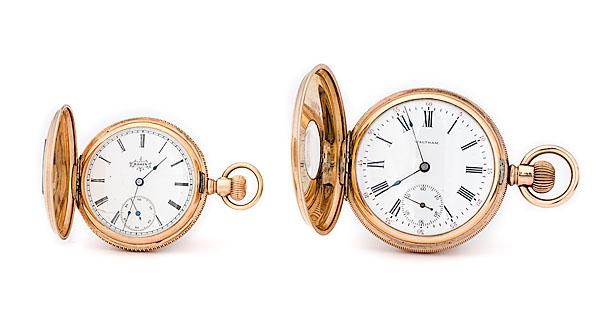 Appraisal: WALTHAM HALF HUNTING AND ELGIN POCKET WATCHES American A ca