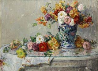 Appraisal: Painting Henri Farre Henri Farre American - Dahlias oil on